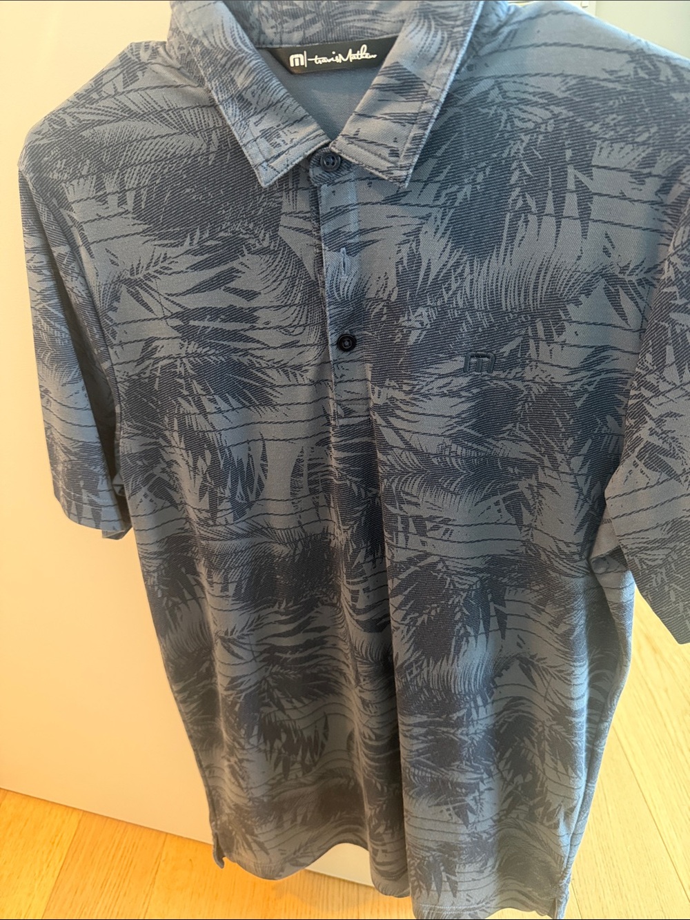 Tasso Elba Men's Slate Blue Palm-Print Polo